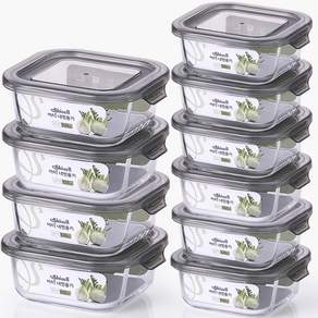내열유리 반찬통 세트 10P 정사각 320ml 6p+520ml 4p, 1세트, 10P-(320ml 6p+520ml 4p