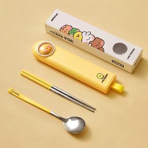 Keyiyijia 304 스테인리스 스틸 휴대용 수저 세트 ZK002, 숟가락 + 젓가락 + 케이스, 1개, 샐리