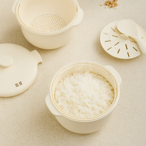 일상드림 전자레인지 저당밥솥 당질저감밥솥 저당트레이, 1개, 크림