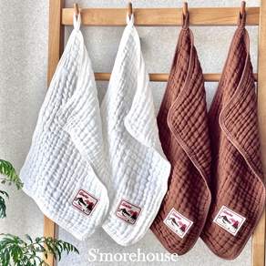 스모어하우스 자체제작 6겹 요루거즈 순면 친환경 키친 크로스 행주 고리수건, 3개, 화이트
