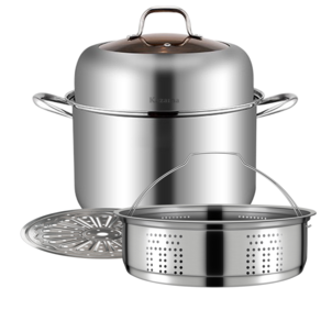 Kazama 스텐찜기 인덕션 찜기 냄비 다용도 찜냄비 찜통+ 찜판 세트 XZYCS067, 1세트, 26cm