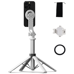 모비오드 원터치 사각지지 맥세이프 무선 블루투스 핸드폰 거치대 셀카봉 삼각대 1.35cm Mby-spc-0011, 화이트