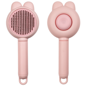 리트리트몬댄 원터치 자동털제거 버튼빗 반려견 브러쉬 고양이 강아지 빗, 1개, 분홍
