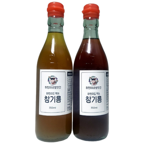 통참깨 100% 전통 참기름 350ML+350ML, 2개, 350ml