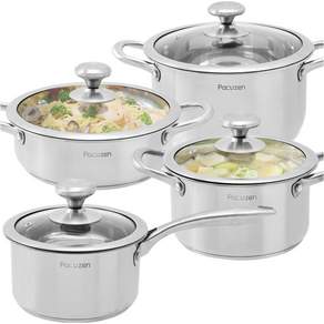 파쿠젠 IH 인덕션 겸용 스텐 냄비세트 4종, 스테인레스, 1세트, 4종세트 편수18cm+양수20/24cm+전골24cm