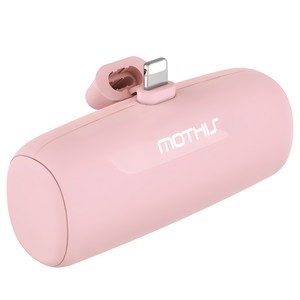 모디스 일체형 미니 보조배터리 5000mAh 8핀, MOTHIS-M50008P, 핑크