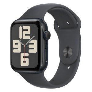 Apple 정품 2024 애플워치 SE 2세대 알루미늄 케이스, 44mm, GPS, 미드나이트 / 미드나이트 스포츠 밴드, M/L