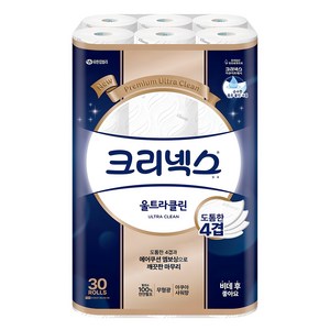 크리넥스 울트라클린 천연펄프 4겹 고급롤화장지, 25m, 30개입, 1개