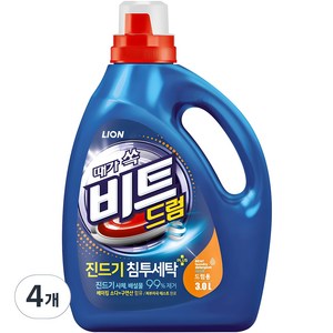 비트 진드기 액체세제 드럼용 본품, 3L, 4개