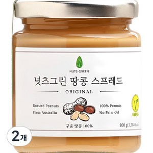 넛츠그린 땅콩 스프레드, 200g, 2개