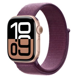 Apple 애플워치 10 GPS, 42mm, 로즈 골드 / 플럼 스포츠 루프, Loop