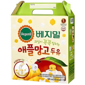 베지밀 과일이 꼭꼭 씹히는 애플망고 두유, 190ml, 16개