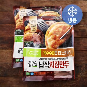 풀무원 납작 지짐만두 (냉동), 350g, 2개