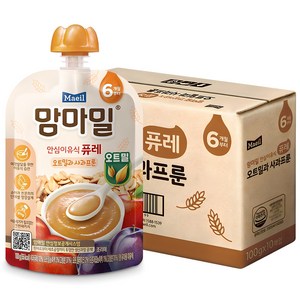 맘마밀 유아용 안심이유식 퓨레 오트밀과 사과프룬, 혼합맛(사과/프룬/오트밀), 100g, 10개