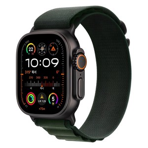 Apple 정품 2024 애플워치 Ulta 2 티타늄 알파인 루프, 블랙 다크 그린 알파인 루프 Medium, 49mm, GPS+Cellula, 블랙 / 다크 그린, Medium