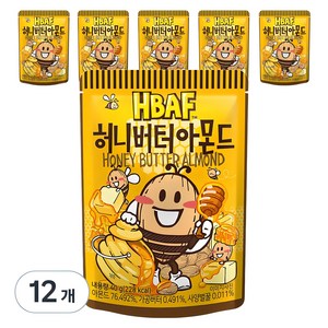 바프 허니버터 아몬드, 40g, 12개