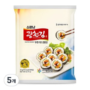 광천김 소문난 두번 구운 김밥김, 22g, 5개