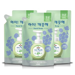 아이깨끗해 향균 폼 핸드솝 리필형 청포도향, 450ml, 3개