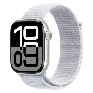 Apple 애플워치 10 GPS, 46mm, 실버 / 블루 클라우드 스포츠 루프, Loop