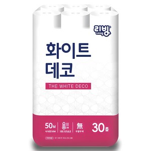 리빙티슈 2겹 화이트데코 일반롤화장지, 50m, 30개입, 1개