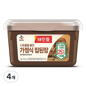 해찬들 나트륨을줄인 가정식집된장, 1kg, 4개