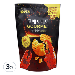 농심 고메포테토 블랙페퍼크랩맛, 75g, 3개