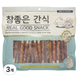 헬로도기 참좋은간식 건조간식, 우유치킨껌, 600g, 3개