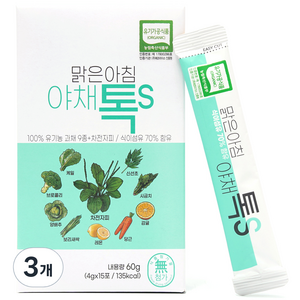 산마을 맑은아침 야채톡S 15p, 15g, 3개