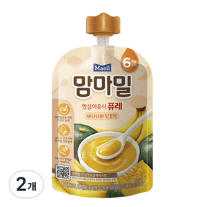 맘마밀 안심 이유식 퓨레 6개월부터, 바나나와 단호박, 100g, 2개