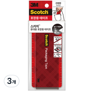 쓰리엠 스카치 휴대용 포장용 박스 테이프 48mm x 7m, 3개, 투명