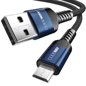 코드웨이 USB A타입-마이크로 5핀 고속 충전 케이블, 2m, 블루, 1개