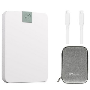 씨게이트 Ultra Touch USB-C 데이터복구 외장하드 STMA2000400, 2TB, 클라우드화이트(외장하드), 그레이(파우치)