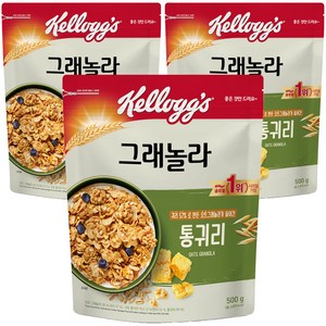 켈로그 통귀리 그래놀라 시리얼, 500g, 3개