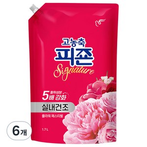 피죤 시그니처 실내건조 고농축 섬유유연제 플라워 페스티벌 리필, 1.7L, 6개