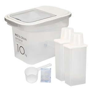 씨밀렉스 라이스키퍼 쌀통 10kg + 1300ml 잡곡통 2p, 투명아이보리, 1세트