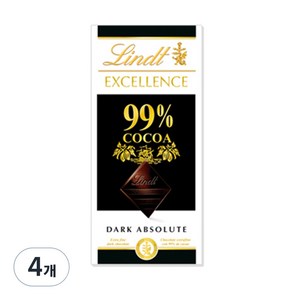 린트엑셀런스 다크 99% 초콜릿, 50g, 4개