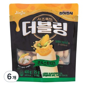 천하장사 더블링 콘&스윗치즈 소시지, 400g, 6개