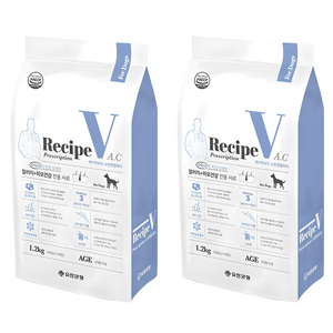 유한양행레시피브이 강아지 처방식사료, 피부/피모+알러지, 1.2kg, 2개