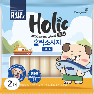 동원뉴트리플랜 강아지 홀릭소시지 DHA 간식, 혼합맛(어육/치즈), 540g, 2개