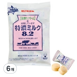 UHA 미카쿠도 토쿠노 밀크 캔디 8.2, 115g, 6개