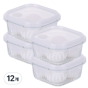 네오플램 웨이브락 V 내열유리 정사각 밀폐용기, 12개, 520ml