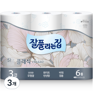 잘풀리는집 3겹 클래식 고급롤화장지, 25m, 6개입, 3개