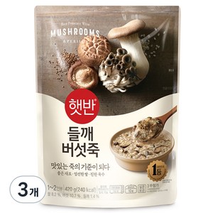 햇반 들깨버섯죽, 420g, 3개