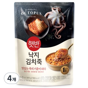 햇반 낙지김치죽, 420g, 4개