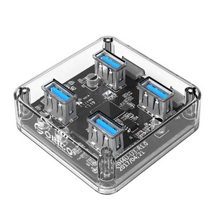 오리코 USB3.0 무전원 허브 MH4U-U3-03, 투명