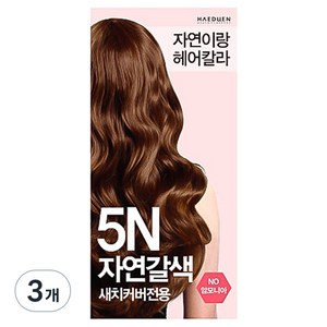 자연이랑 헤어칼라 염색제, 5N자연갈색, 3개