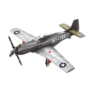 왕지 P-51전투기 4006wg 레고호환블록 258PCS, 혼합색상, 1개