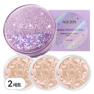 에이지투웨니스 샤이닝 드롭 에디션 뉴오리지널 에센스 커버 팩트 케이스 + 리필 12.5g x 3p, 21호(핑크라떼), 2세트