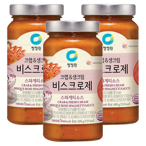 청정원 크랩&생크림 비스크로제 파스타소스, 600g, 3개