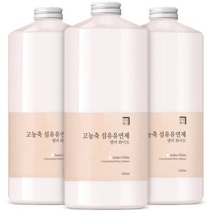 살림백서 고농축 퍼퓸 섬유유연제 앰버 화이트 본품, 3개, 1L